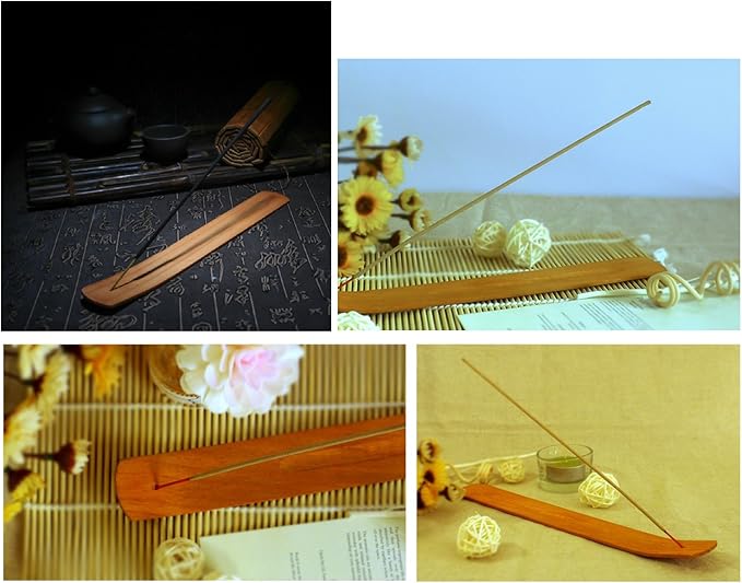 TRENDBOX 10pcs Handmade Plain Wood Wooden Incense Stick Holder Burner Ash Catcher Natural Design Buddhist