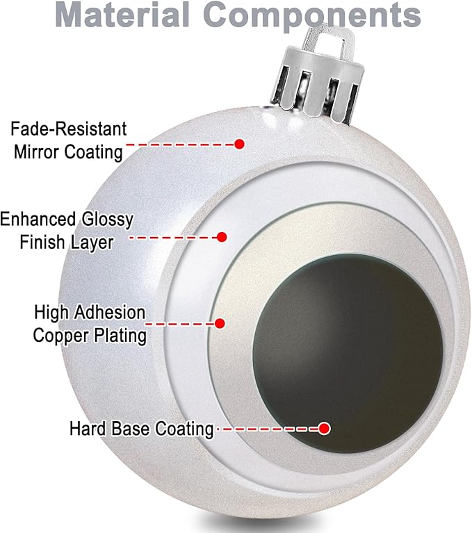 AMS 34ct Christmas Ball Mini Ornaments Party Decorations Shatterproof Festival Pendant Hangings for Xmas Tree Decor(1.57''/40mm, White)