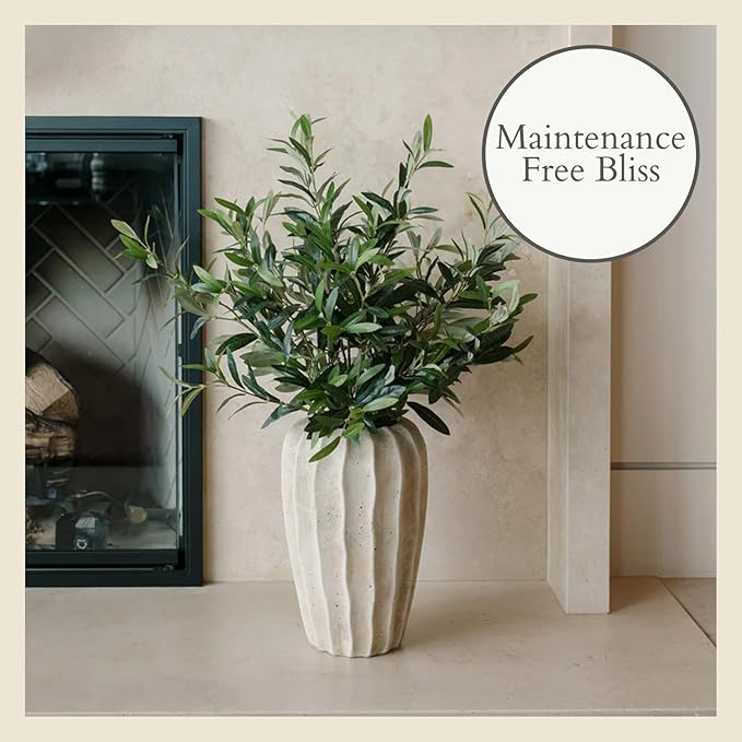 CG Hunter Faux Olive Arrangement, Premium Handmade Artificial Indoor Display Stands 30”, Beautiful Sculptural Olive Arrangement That Lasts Forever, Artisan Vase