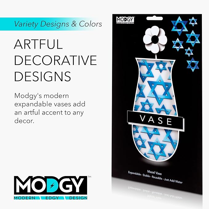 MODGY Expandable Flower Vase, Plastic Decorative Modern Foldable Printed Vases for Centerpieces for Wedding, Dining Table, Home Decor, Living Room, Bathroom, Mazel