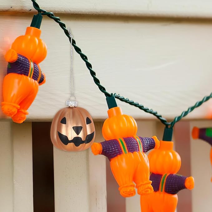 Unomor 12pcs Shatterproof Plastic Halloween Pumpkin Ornaments Mini Hanging Ball Decorations for Tree Spooky Fall Party Supplies Indoor Outdoor Seasonal Decor