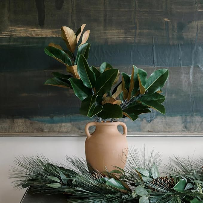 CG Hunter Terracotta Vase with Handles, 12-in Vintage Decor Vase & Table Decor in Entryway, Livingroom or Dining Room, Display Fresh or Dried Flowers, Branches or as a Standalone Decorative Accent