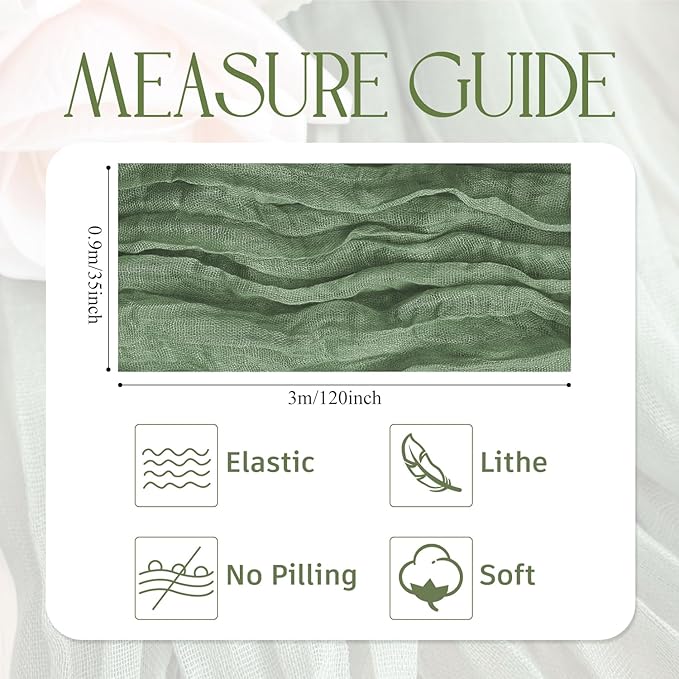 Wokceer Cheesecloth Table Runner 2Pack 10FT Sage Green Boho Gauze Easter Christmas Cheese Cloth Table Runner for Party Long Rustic Sheer Table Runners for Baby Bridal Shower Wedding