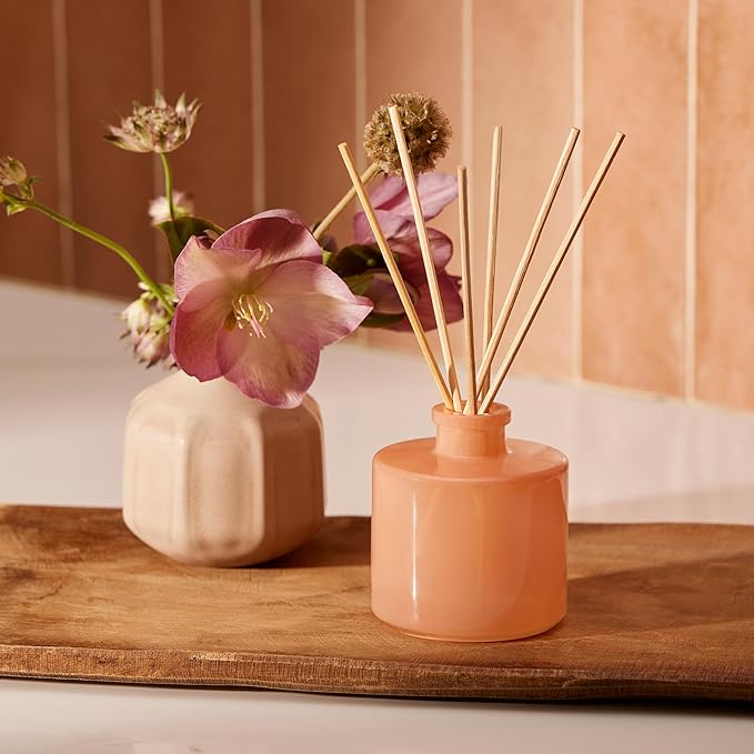 Thymes Petite Reed Diffuser Set – Includes Rattan Wood Sticks, Fragrance Oil, & Glass Bottle – Home Fragrance Oil Diffuser – Luxury Home Decor – Bedroom Decor (Sienna Sage, 4 fl oz)