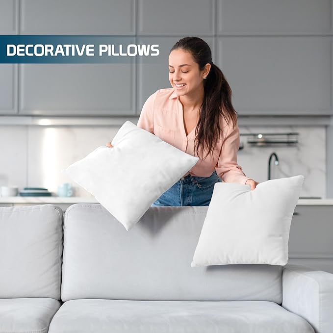 Utopia Bedding Throw Pillows (Set of 4, White), 24 x 24 Inches Pillows for Sofa, Bed and Couch Decorative Stuffer Pillows