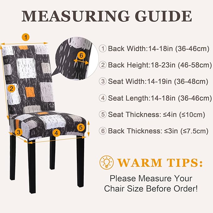 Sufdari Dining Chair Covers,Kitchen Chair Cover,Parsons Chair Slipcover,Spandex Chair Protectors for Dining Room Stretch Chairs Cover Set of 8 -Orange Square