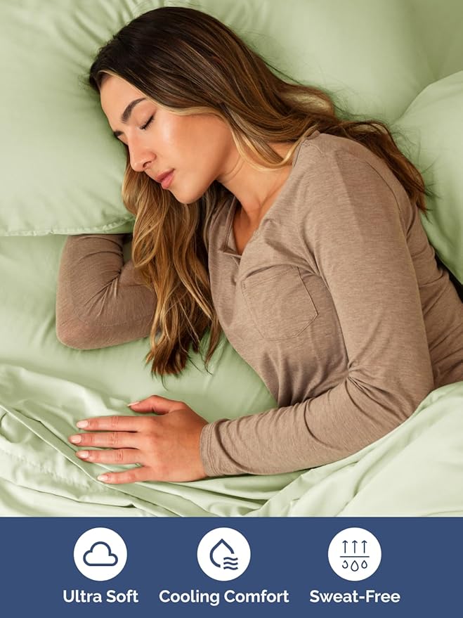 Extra Deep Split King Sheet Set - 7 Piece Breathable & Cooling Sheets - Hotel Luxury Bed Sheets Set - Easy Fit - Soft, Wrinkle Free & Comfy Sheets Set - Light Sage Sheet Set with Extra Deep Pockets