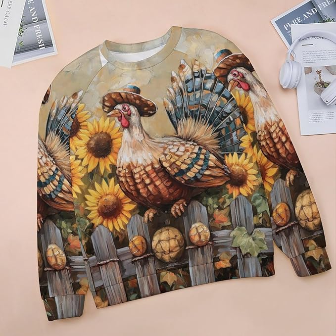 Womens Thanksgiving Sweatshirt Oversized Crewneck Pullover Casual Graphic Long Sleeve Shirts