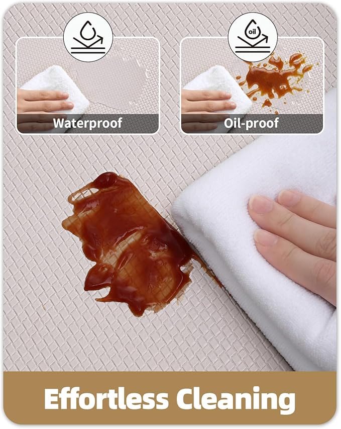 Color&Geometry Anti Fatigue Cushion Padded Kitchen Mat for Floor - 17x29+17x59,Easy Clean, Water & Oil Proof, Anti Slip, Foam Rubber Runner Rug for Front Sink Comfort Standing, Floral White Set of 2