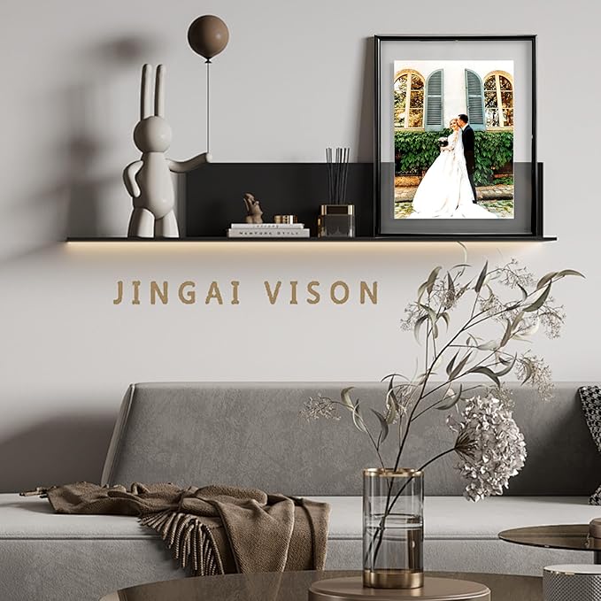 Wall Floating Frame, 8"×10", Black, Wall Mounting or Wall Leaning, For Photo 6×8, 5×7, 4×6, Classy For Thanksgiving, Anniversary, Wedding