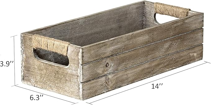 TIMRIS Rustic Wooden Toilet Paper Holder, Farmhouse Bathroom Decor, Toilet Tank Basket, Decorative Storage Container (Rustic Gray)