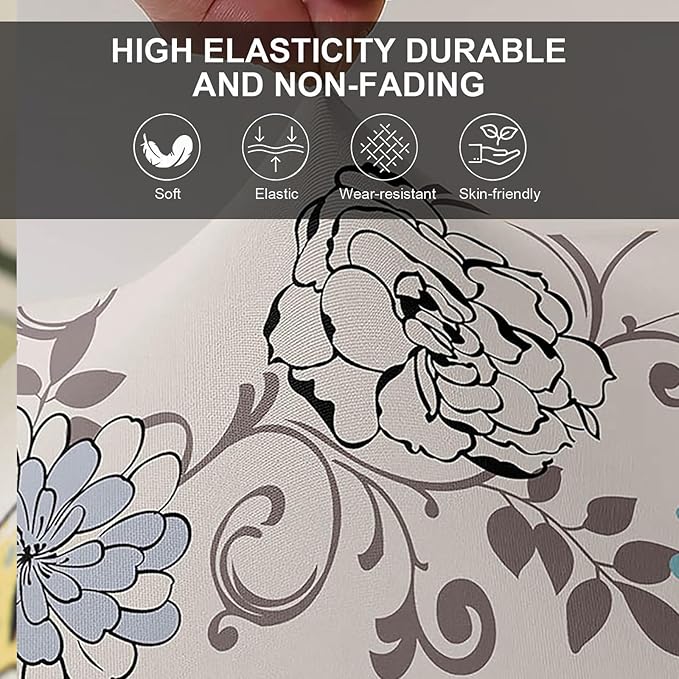KRFOONN Stretch Ottoman Cover Slipcovers Rectangle Fit Length 27"-35" Footrest Stool Covers Printed Ottoman Cover for Foot Stool Furniture Protector with Non Slip Elastic Bottom, Color 29