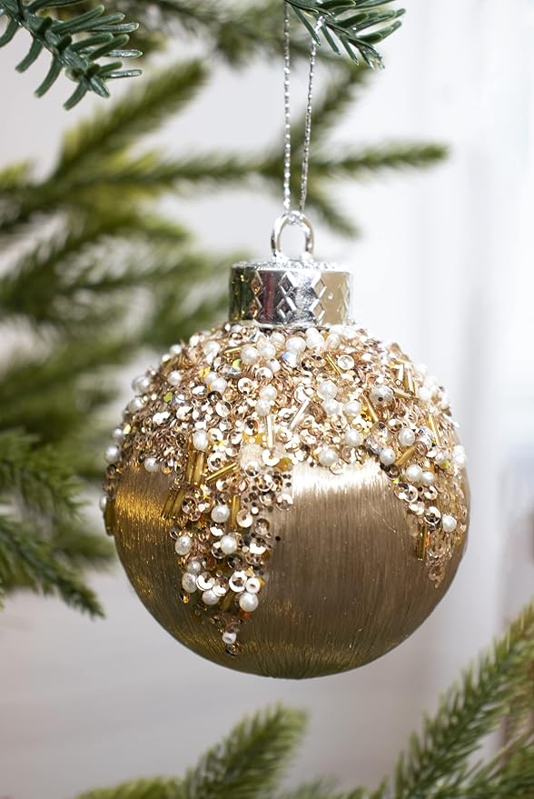 12Pcs 4” Silk Christmas Ball Decorations, Satin Christmas Tree Ornaments, Luxury Vintage Hanging Christmas Home Decor for Xmas Holiday Wedding Party Decoration (Champagne)