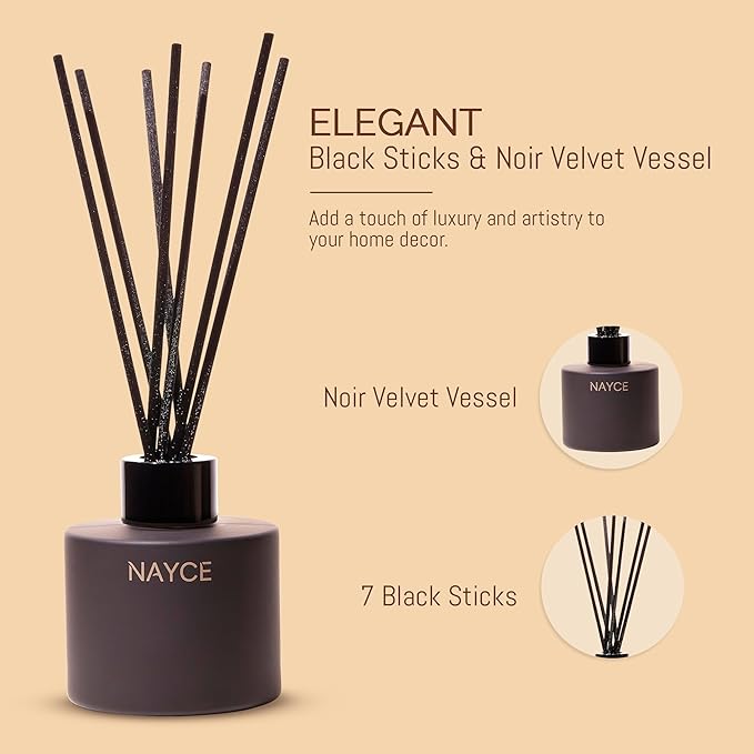 Nayce Luxury Reed Diffuser - Suede Rose - Aromatherapy Essential Oil Diffuser Sticks - Hand-Poured in USA - Reed Diffusers for Home, Bathroom, Bedroom, Office Decor, Housewarming Gifts