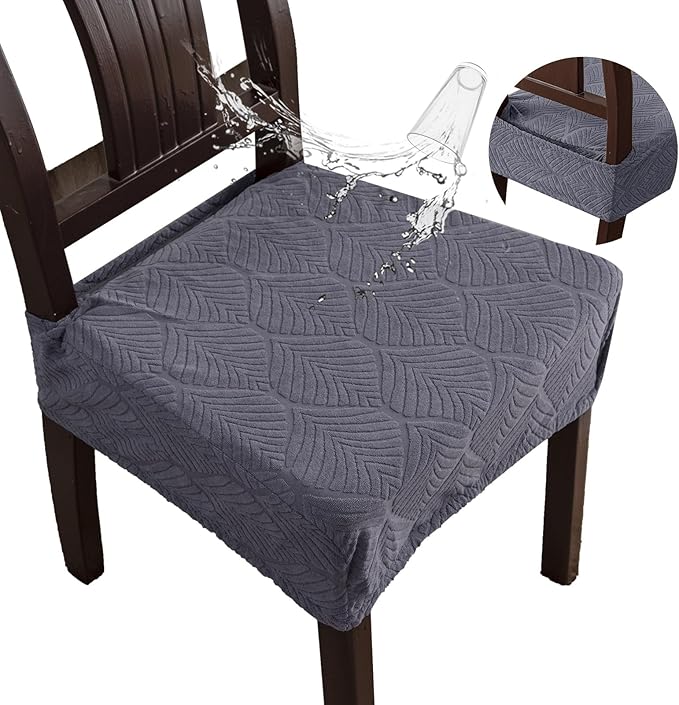 Waterproof Stretch Seat Covers,Dining Room Chair for 2 Set Removable Washable Chair Slipcover Protectors,Rear Covers,Dark Grey