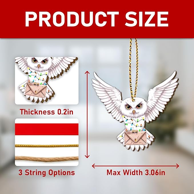 34HD Owl Christmas Ornament 2025 – Wooden Hanging Xmas Tree Ornament Decoration, Magical Fantasy Christmas Keepsake Gifts and Home Decor for Owl Mail Carrier Lovers and Wizard Fans