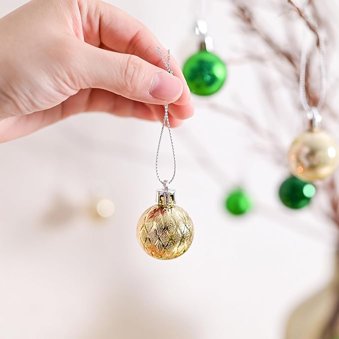 DecorbyHannah St Patricks Day Decorations Shamrock Christmas Tree Ornaments Set, 49ct 1.18inches Mini Green Gold St. Patrick's Day Shatterproof Luck Clover Small Hanging Ornament for Irish Day Party