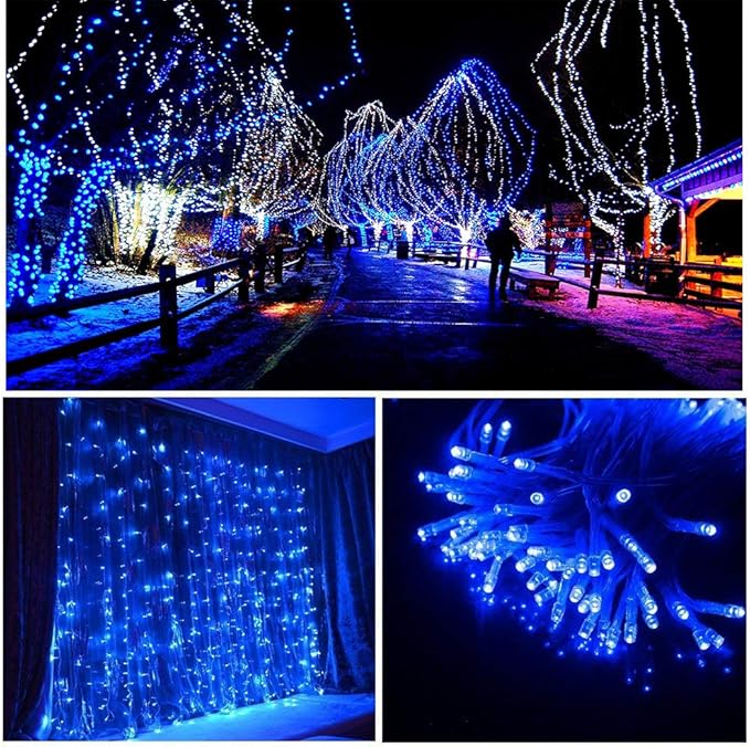 LED String Lights, 165FT 500LED 30V Plug in Waterproof String Lights with 8 Modes for Indoor and Outdoor Party Wedding Home Patio Lawn Garden Supplies (Blue)