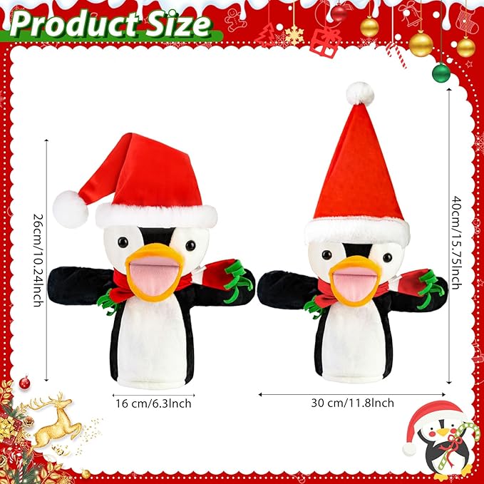 Penguin Christmas Tree Topper with Red Scarf, 10In Velvet Stuffed Animal Tree Topper, Black and White Tree Topper for Home Indoor/Outdoor Winter Holiday Birthday Party Favor Gift Christmas Tree Decor