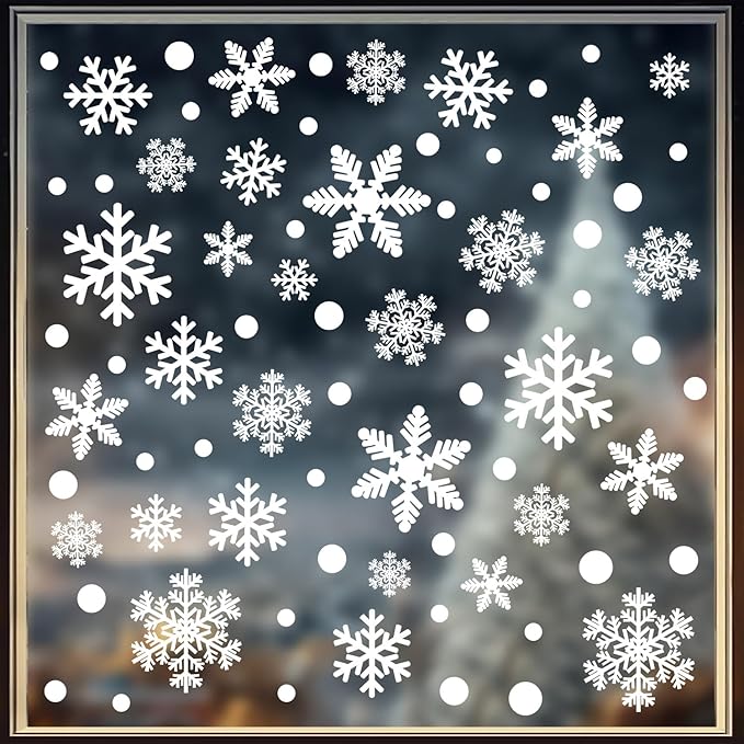 Merry Christmas Wall Decal Snowflake Decorations Stickers,Window Clings Decorations Indoor,Snowflake Wall Decals,Suitable for Children
