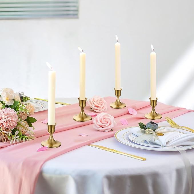 Sziqiqi Candlesticks Holder for Wedding Table Centerpiece - Gold Taper Candle Holders Candle Stick Holder Bulk for Christmas Candlelight Dinner Wedding Party Festival Decor 6 Pieces