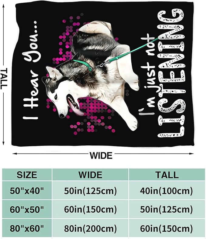 Tijuboni Husky Throw Blanket Dog Gifts for Girls Boys Women Men Kids Adults Soft Flannel Fleece Blanket for Couch Sofa Bed Home Decor 60"x80"