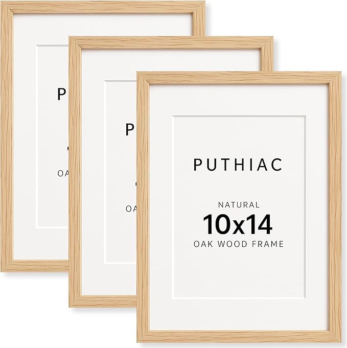 10x14 Oak Wood Picture Frame - 10"x14" Poster Frames for Wall, 10x14 Picture Frames for Wall, 10 x 14 Picture Frames, 10 x 14 Frames for Wall(3 Pack, Beige)