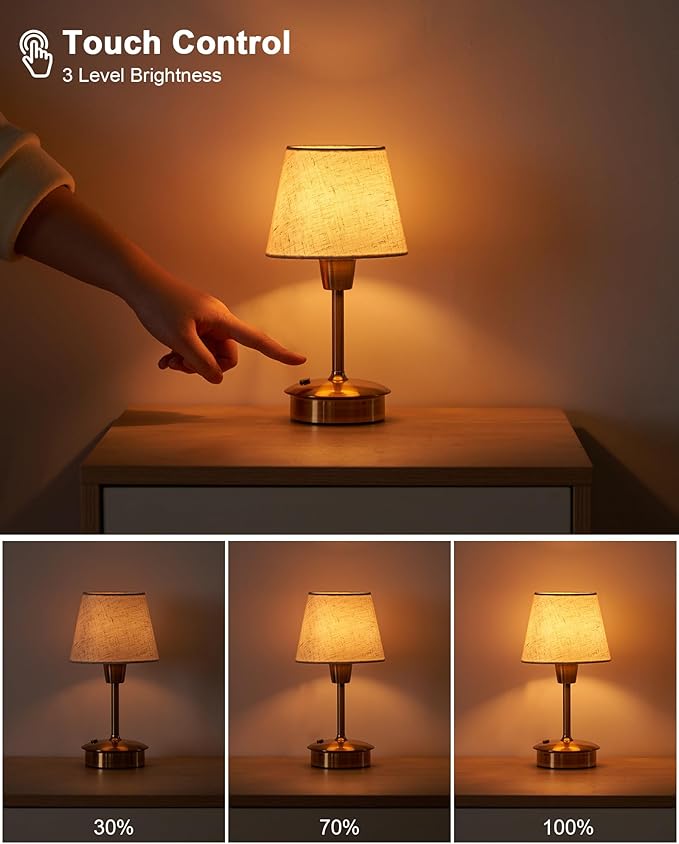 2 Pack Small Cordless Table Lamp for Restaurant Dinner Table, 5200mAh Battery Operated Lamps, Rechargeable Portable Dimmable Touch Bedside Night Light for Side End Table Dining Room Patio Outdoor