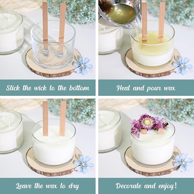16oz Candle Jars 6 Pack - 3 Wick Large Empty Clear Glass Candle Making Vessels with Bamboo Lids, with Stickers and Labels, Bulk Candle Jars for Making Candles Containers - Dishwasher Safe