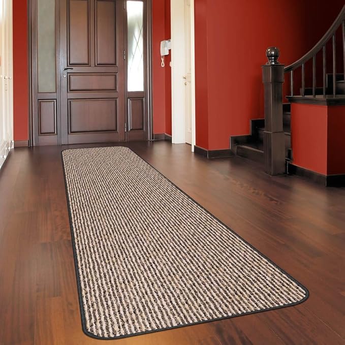 House, Home and More Skid-Resistant Carpet Runner - Black Ripple - 6 Feet X 27 Inches