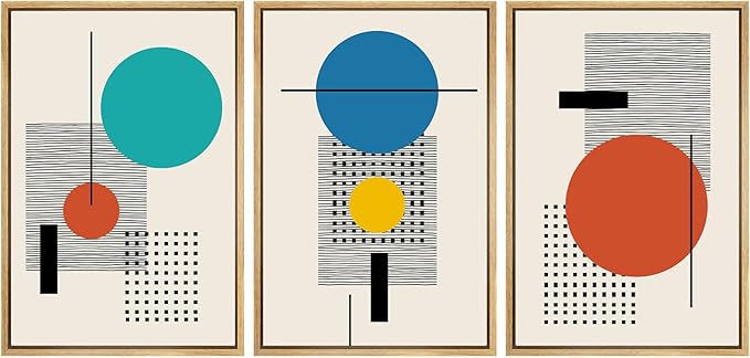 SIGNWIN Framed Canvas Wall Art Colorful Boho Decorative Art Geometric Patterns Illustrations Abstract Bohemian Urban Multicolor Metallic for Home Office - 24"x36"x3 Natural