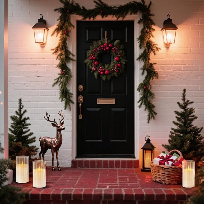 Flameless Candles 4" 5" 6" Set of 3 Acrylic Glass Pillars 3" Diameter Battery Operated Flickering Candles Include 10-Key Remote with Timer Function 400+ Hours (Pure White, Warm Light 2 Pack)