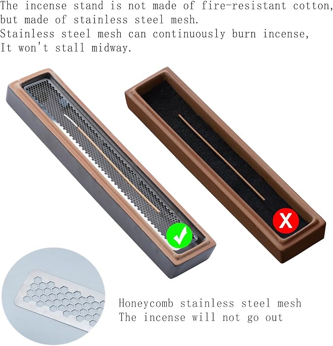 CEREMONY Incense Holder,Ceramic Incense Holder for Sticks with Ash Catcher,Coffin Style Incense Box,Incense Burner for Meditation Yoga Spa Room Decor(Brown)