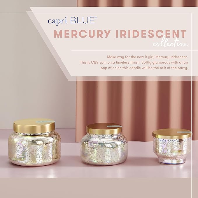 Capri Blue Mercury Iridescent Scented Candles for Home - Long Lasting Decorative Jar Luxury Candles - Gifts for Women & Men - Soy Wax Blend - Volcano (19 oz)