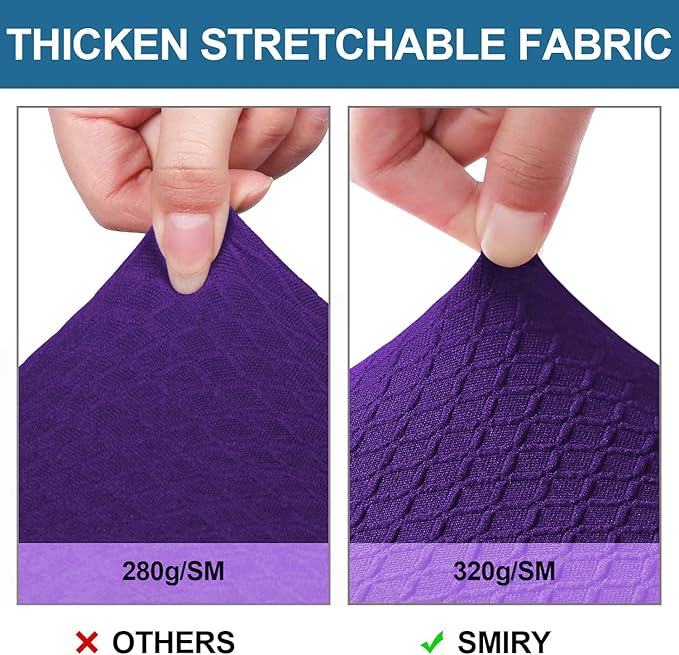 Smiry Waterproof Seat Covers for Dining Room Chairs Set of 8, Stretch Jacquard Removable Washable Chair Seat Slipcovers Protector, No Rear Covers, Violet