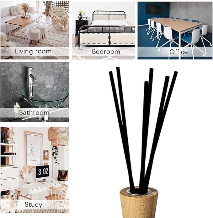 100PCS Reed Diffuser,7 Inch Aromatherapy Diffuser Black Fiber Sticks-Black Reed Diffuser Sticks for Home Office Spa and Bedroom