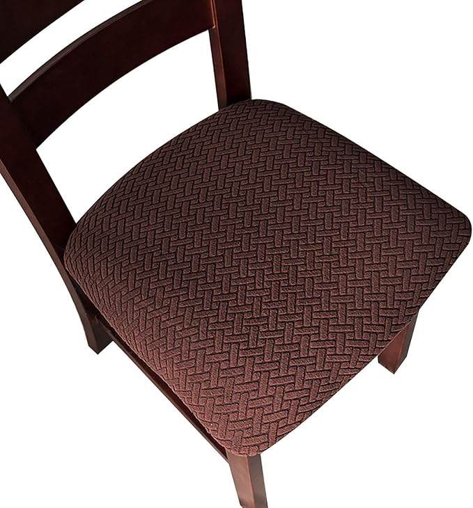 Genina Seat Covers for Dining Room Chair Seat Slipcovers Kitchen Chair Covers (Chocolate, 6 Pcs)