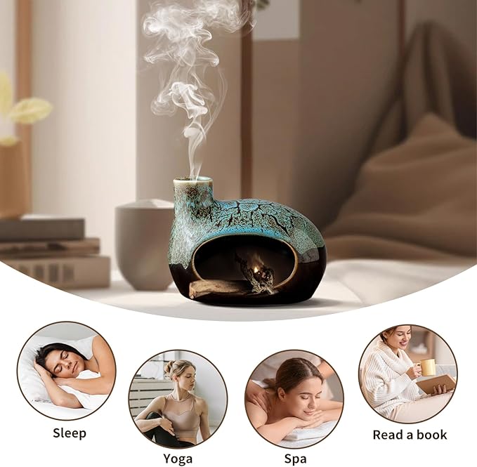 Handcrafted Ceramic Palo Santo Holder – Artistic Incense Burner for Meditation, Mindfulness & Zen Home Decor – Wabi-Sabi Style Cone Sculpture, Gift for Yoga, Relaxation & Aromatherapy