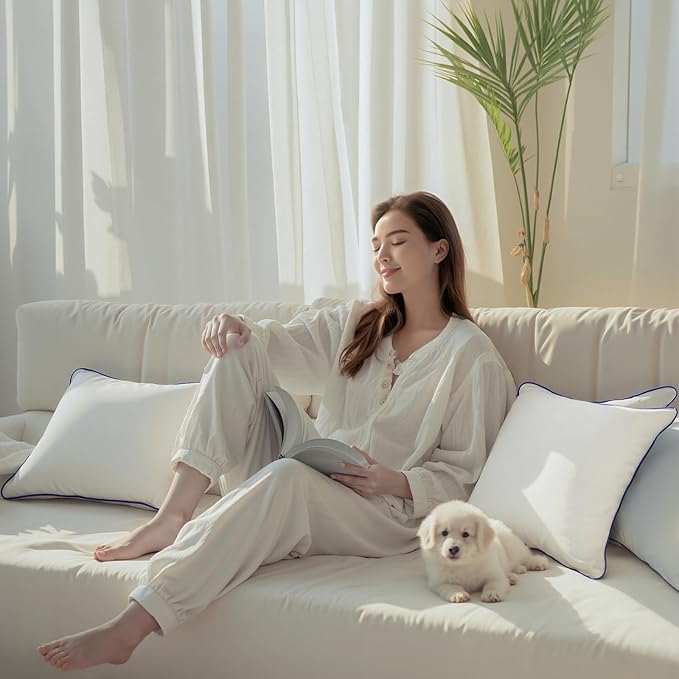 18x18 Pillow Inserts Set of 2, Hypoallergenic Soft Machine Washable Fluffy Virgin Polyester Premium Throw Pillow Stuffer, Decorative Cushion for Bed, Couch, Sofa - White
