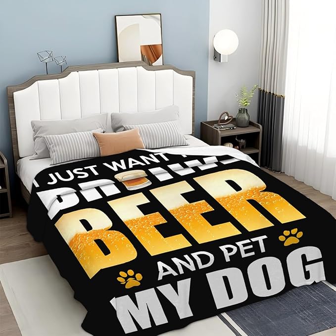 Tijuboni Beer Throw Blanket Beer Gifts for Men Women Adults Soft Flannel Fleece Blanket for Couch Sofa Bed Home Decor 60"x80"