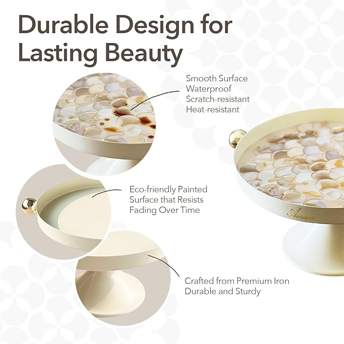 DIY Decorative Serving Tray Craft Kit with Natural Shells & Epoxy Resin, Round Metal Tray for Vanity, Bathroom or Coffee Table, Perfect for Key, Trinket and Perfume Organizer (White)