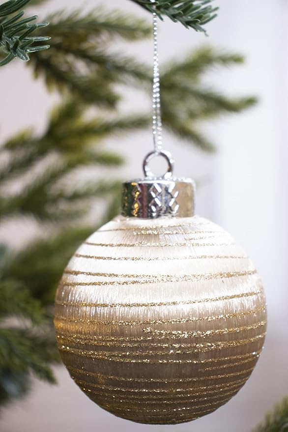 12Pcs 4” Silk Christmas Ball Decorations, Satin Christmas Tree Ornaments, Luxury Vintage Hanging Christmas Home Decor for Xmas Holiday Wedding Party Decoration (Champagne)