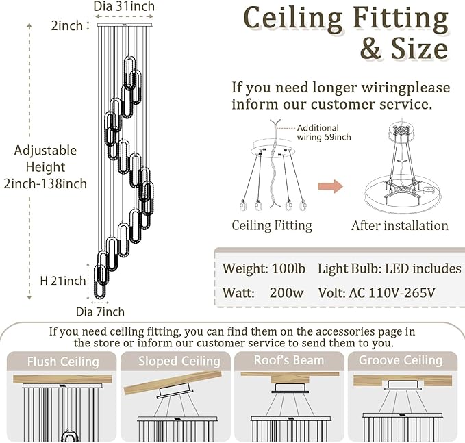 H138 Large Chandelier for High Ceiling,Modern 16-Rings Crystal Chandeliers for Entryway,Gold Pendant Light for Living Room,Foyer,Entryway LED Dimmable Staircase Chandelier