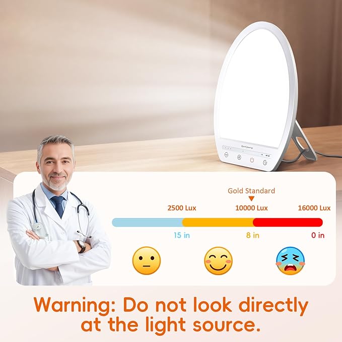 Comfytemp Light Therapy Lamp, Up to 16,000 Lux Sunlight Daylight Lamp with Touch Control, 4 Brightness & 3 Color Temperature, Birthday Gifts for Men Women Her Christmas, for Home Office Working Use