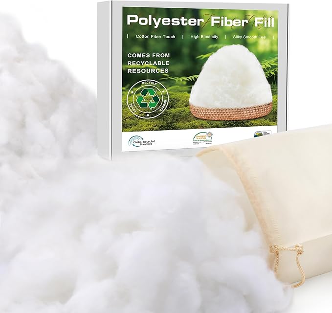 GarfxG 3.3 LB/1500G Pillow Stuffing, Premium Polyfill Stuffing Polyester Fiberfill Stuffing for Stuffed Animals, GRS Certified Cushion Filler for Sofa, Poly Filling Stuffing with Bag