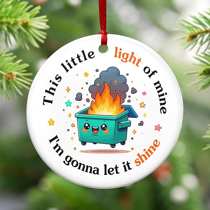 Christmas Funny Work Gifts for Coworkers - Ceramic Dumpster Fire Christmas Ornaments 2025 - Appreciation Gift for Work Bestie Friend, Stocking Stuffers, Gag Gift, White Elephant Gifts Women Men