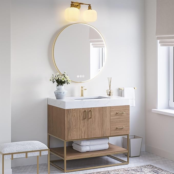 Pathson 2 Lights Milk White Globe Wall Sconce, Hardwired Antique Double Sconce for Living Room Home Decor, Striped Glass Bathroom Vanity Light, E26 Bulb Base
