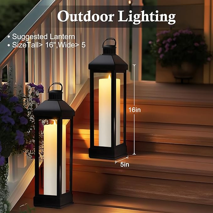14" x 4" Large Outdoor Candles, Waterproof Flickering LED Flameless Candles with Timer, Battery Operated Candles with Remote Control Realistic Fake Pillar for Patio Porch Lanterns, White 1 Pack