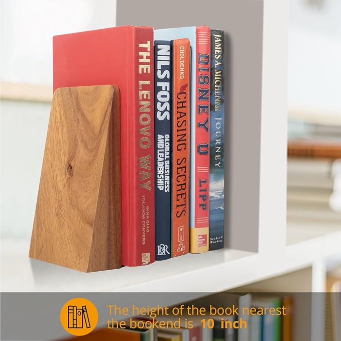 Walnut Book Ends Heavy Duty Handmade Bookends for Shelves Book Ends Decorative to Hold Heavy Books (Walnut Wood Large)