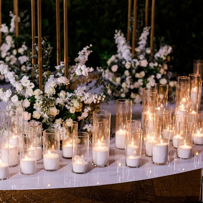 96 Pcs Cylinder Vases Set for Centerpieces, 6/8/10 Inch Tall Clear Glass Vase, Hurricane Floating Candle Holder for Wedding Table Decor, 2.5''/2.7''/3.3''' Diameter (3.3'' X 5.9'',7.9'',9.8'')
